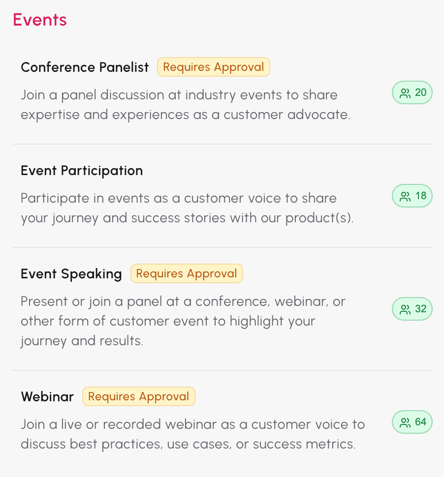 Events - acts of advocacy