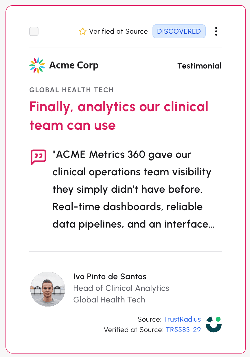 Clinical analytics testimonial
